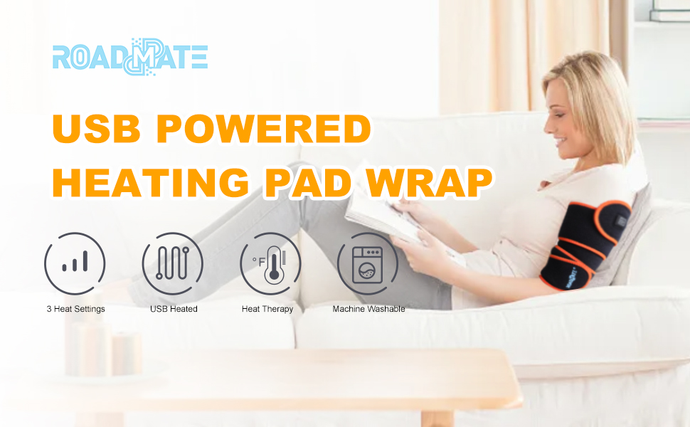 ROADDPMATE USB Heating Pad for Pain Relief, Portable Heated Wrap for