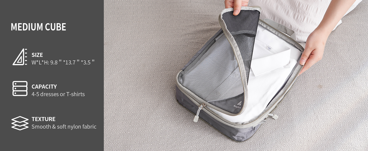 ANYLION Compression Packing Cubes, 6 Set Packing Cubes for Suitcase
