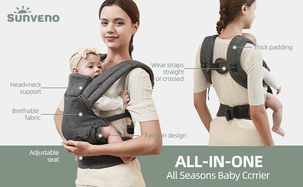 SUNVENO Baby Carrier, Ergonomic Infant Carrier Adjustable