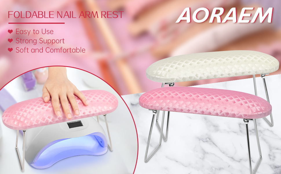 AORAEM Nail Arm Rest, Microfiber Leather Manicure Hand