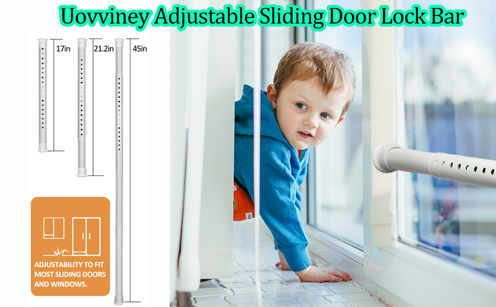 Uovviney Sliding Door Security Bar 17 to 45 Inch
