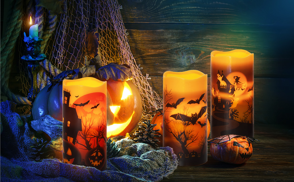 Yongmao Halloween Flameless Candles Battery Operated with 6