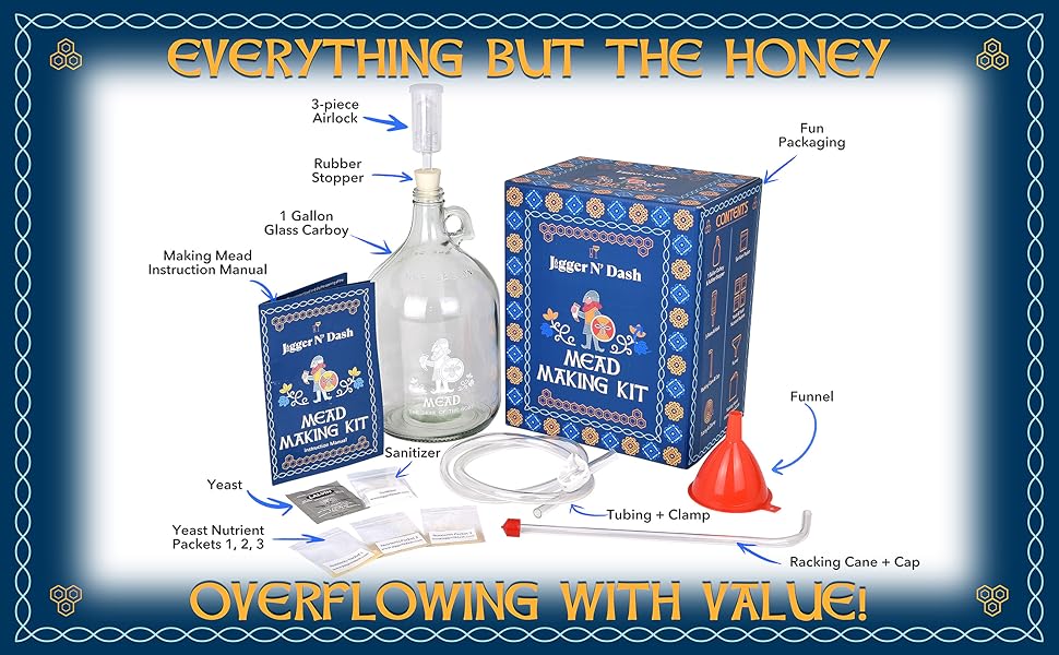 Amazon.com: Jigger N' Dash Mead Making Kit - Reusable Do-It-Yourself ...