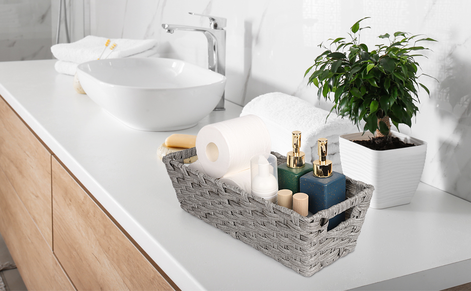 Onlytak Plastic Wicker Storage Baskets, Toilet Tank Baskets