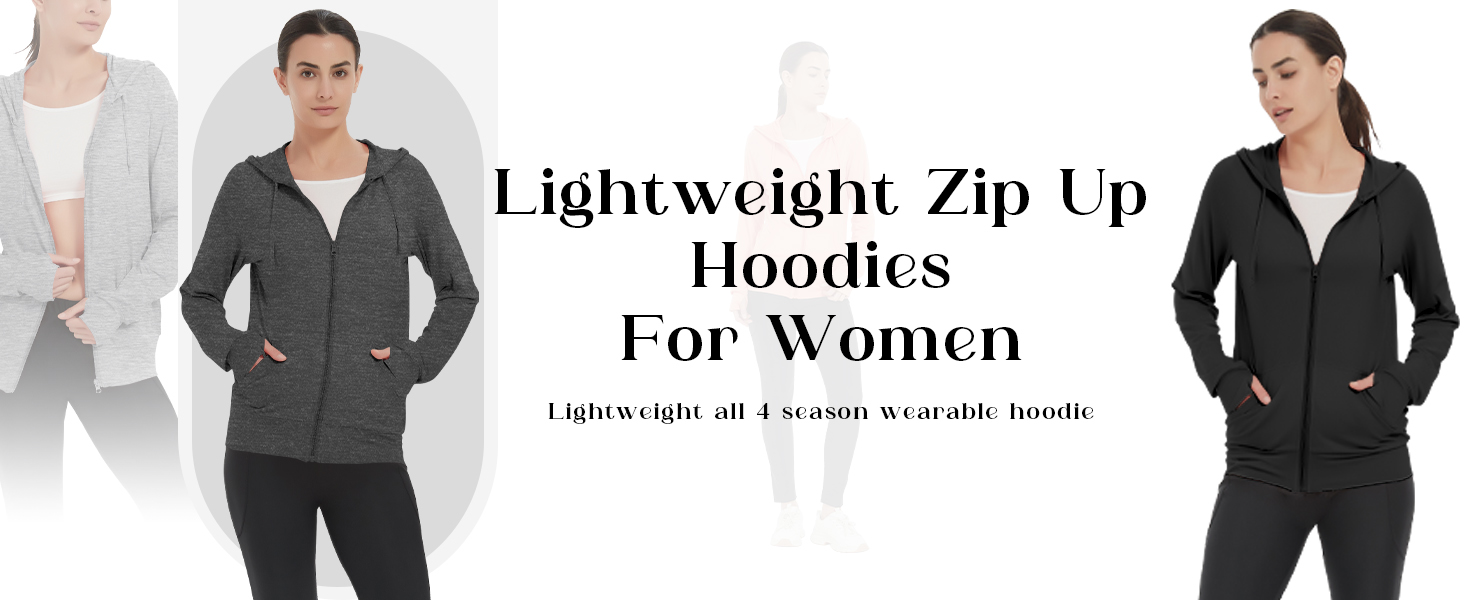 LETAOTAO Womens' Lightweight Zip Up Hoodies