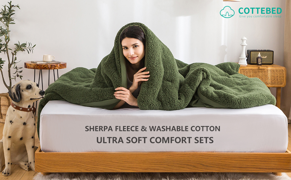COTTEBED Warm but Lightweight UltraSoft Fleece Sherpa Bedding