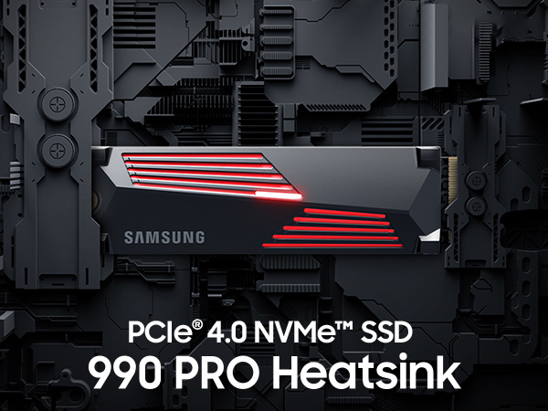 内蔵型SSD Samsung 990 PRO with Heatsink 4TB Samsung 990 PRO Heatsink NVMe M.2 SSD mit Kühlkörper, 4 TB