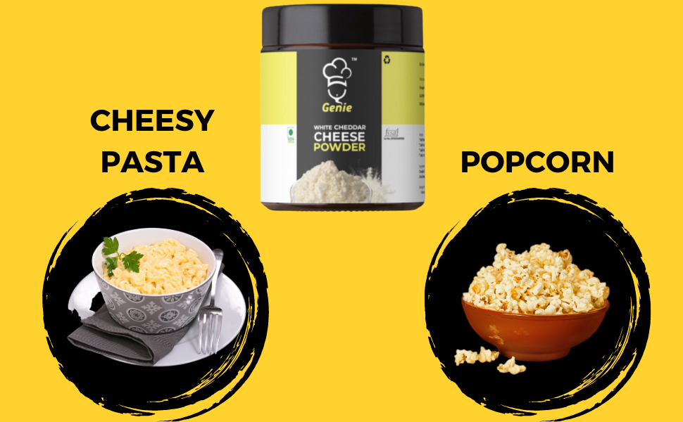 GENIE FOOD Cheddar Cheese Powder Best for PopCorn Pizza Pasta French Fries to Add the