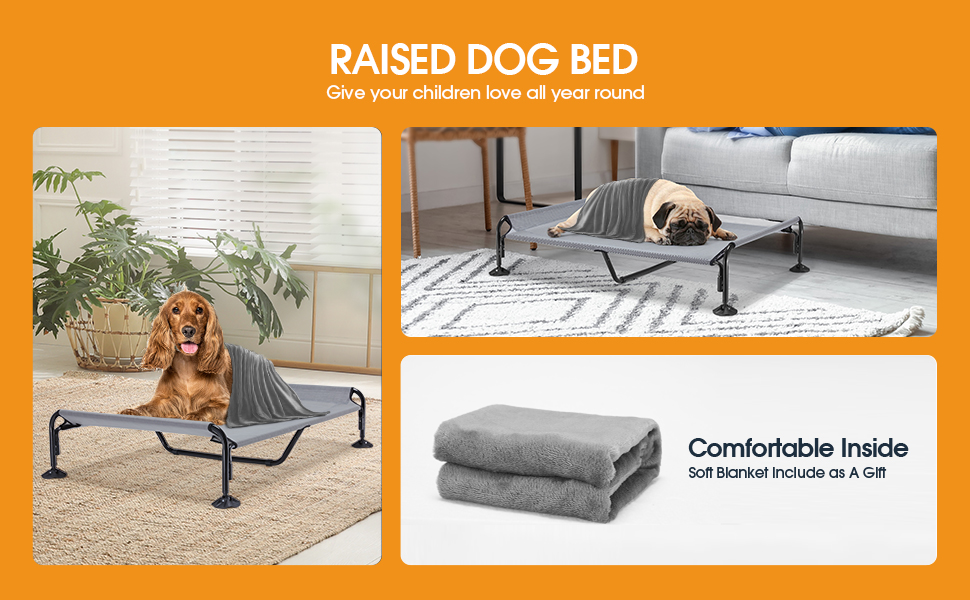 Hombanyan Elevated Outdoor Dog Bed, Waterproof Raised Dog