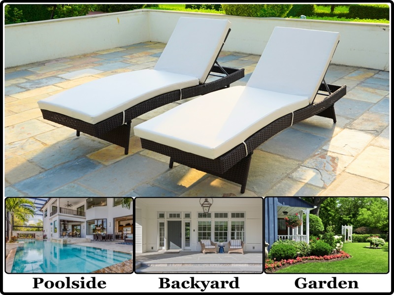 rattan wicker outdoor sun loungers for poolside terrace garden deck lawn balcony