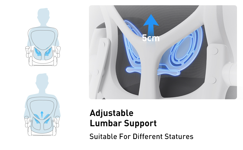 Ergonomic Desk Chair, Computer Office Chair With Flip-up Armrest&Lumbar Support, Adjustable Height, White 12 163