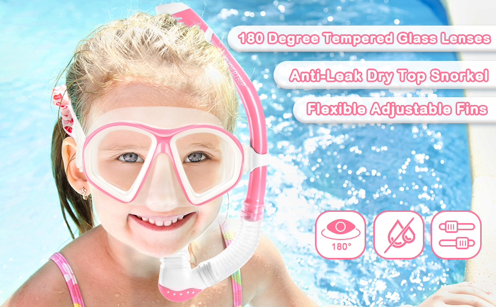 Supertrip Kids Snorkeling Set Children Mask Fin Snorkel Set Snorkeling Gear with