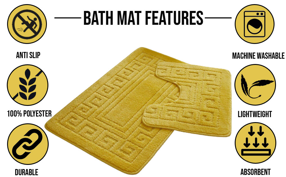 FAIRWAYUK Bathroom Mats Sets 2 Pieces, Ultra Plush Greek Pattern Bath