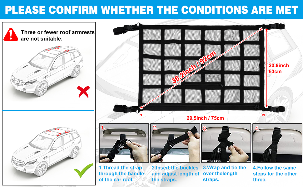 Car Ceiling Cargo Net Pocket Storage Net,30.7”x20.8