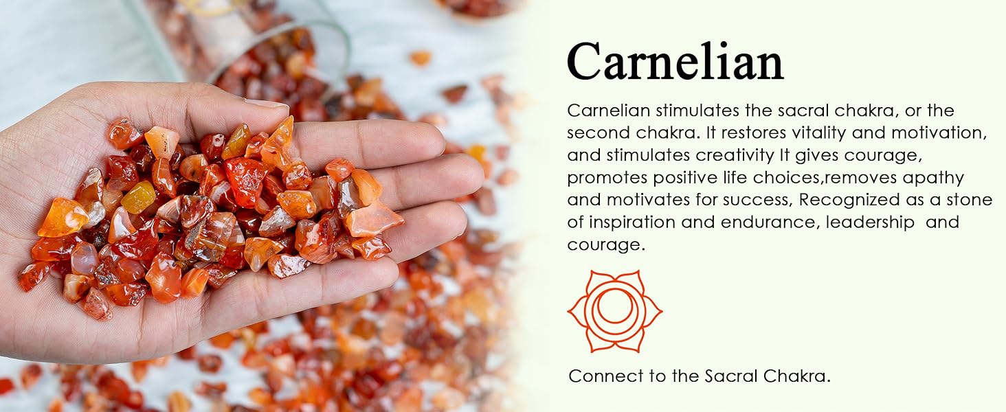 Crocon 1LB Crushed Carnelian Chips Bulk Stone 2000+ Carats Natural Quartz Pieces Irregular Shape 