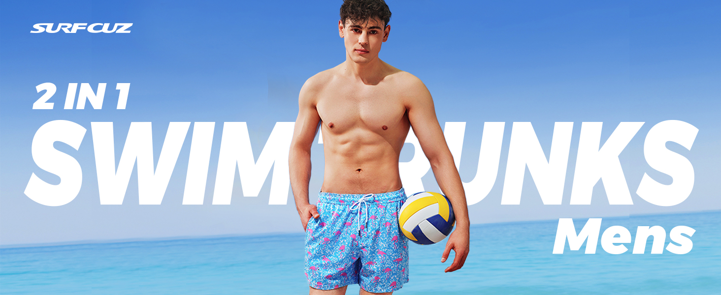 mens 2 in 1 swim trunks