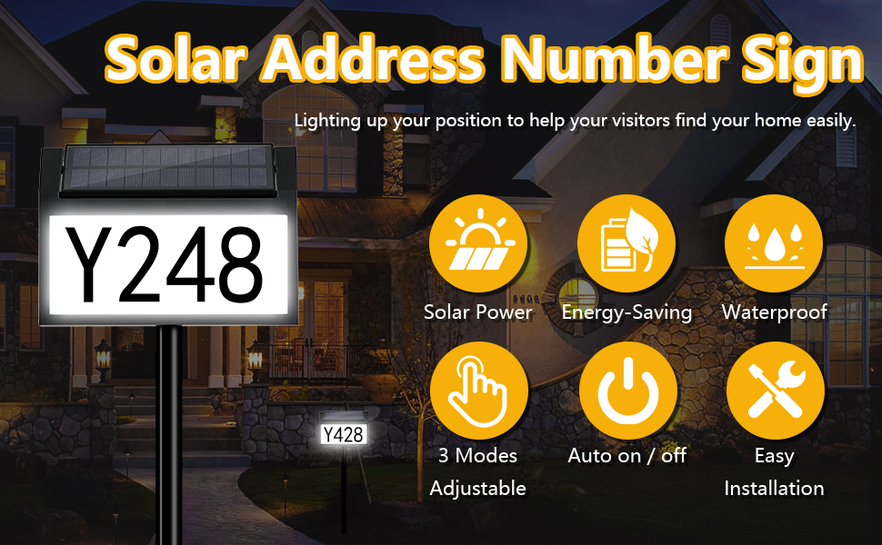 TMIYO Solar House Number Sign for Outside House Numbers