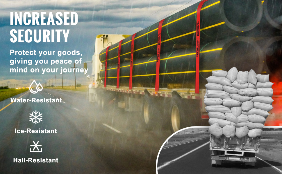 VEVOR Truck Straps, 4" x30' Heavy Duty Tie Down w/Flat