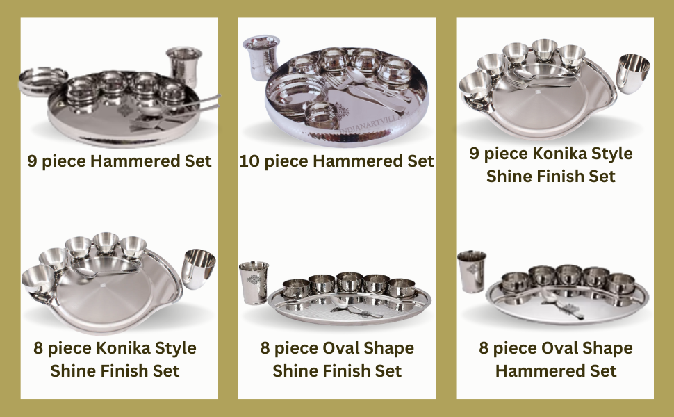 Stainless steel thali set with spoons