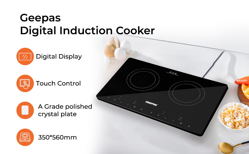 Geepas Double Induction Cooker, 2800W Digital Induction Hob w/LED