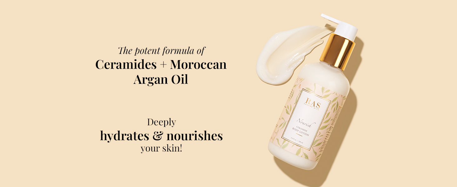 Nourish Body Lotion Made with Potent Formula of Ceramide, Argan Oil and moroccan for Hydrate Skin