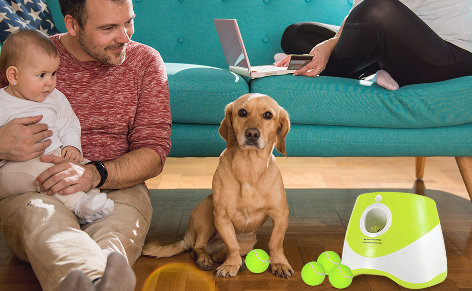 YXXTECH Automatic Dog Ball Thrower Launcher with 12 PCS