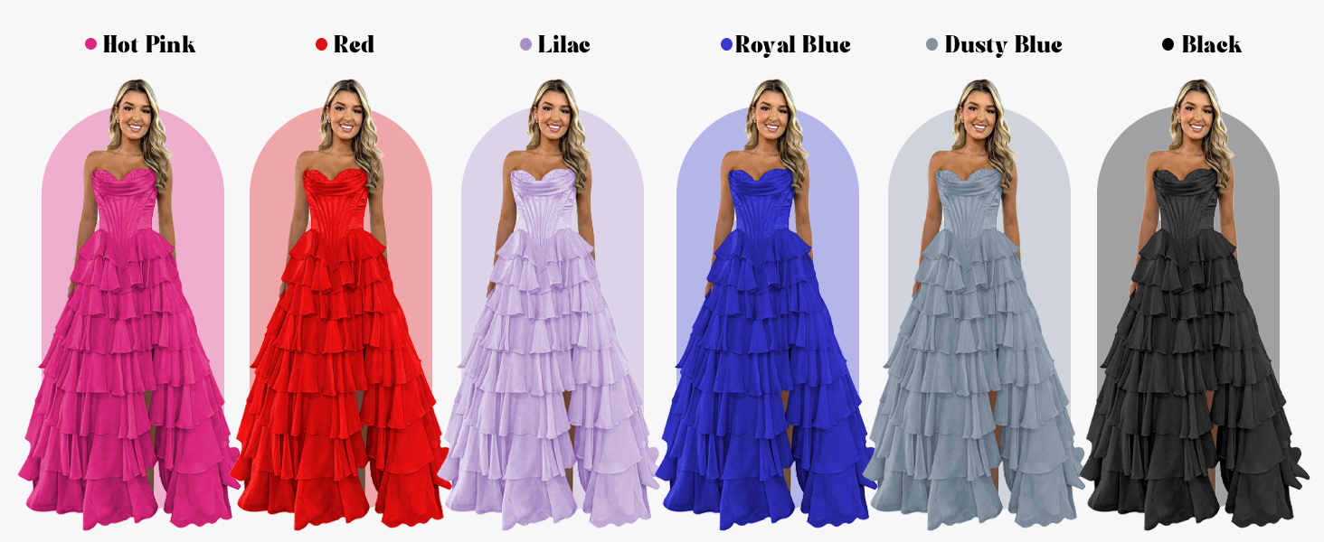 vestido de fiesta escalonado