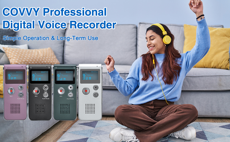 COVVY 16GB Portable Digital Voice Recorder Audio Recorder Sound