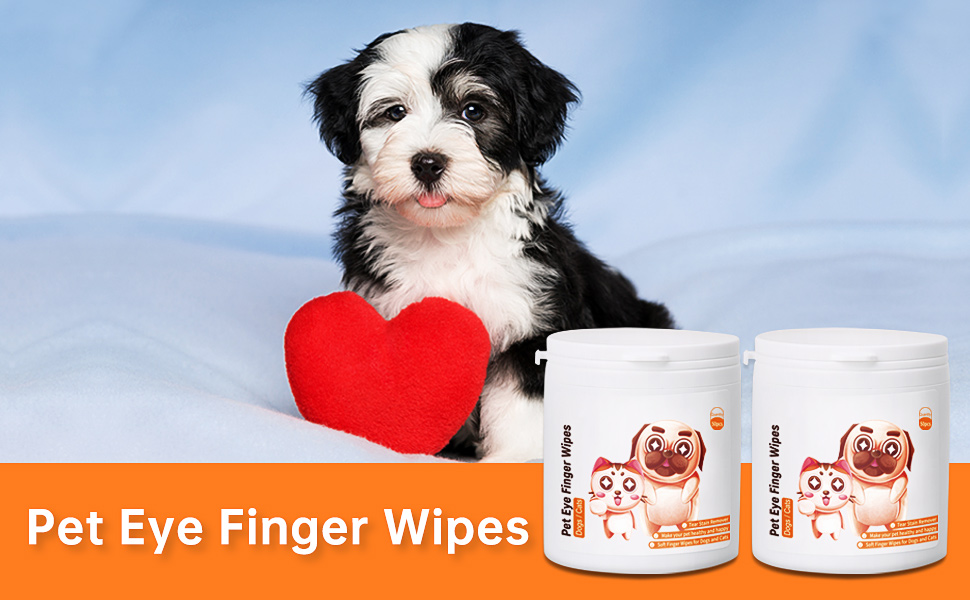kulloomii Dog Eye Wipes, Dog Tear Stain Remover Finger Wipes, 100