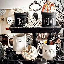 rustic halloween spooky tiered tray display with faux whip and fabric pumpkin boo cauldron