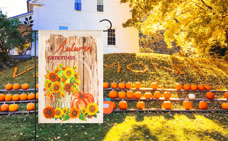 Fall Sunflower Garden Flags Autumn Greetings 12×18inch