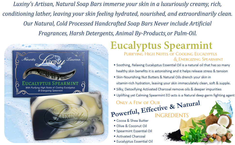 Luxiny Eucalyptus Spearmint Handcrafted Natural Bar Soap