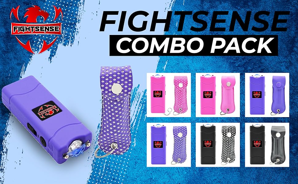 FIGHTSENSE Mini Stun Gun & Pepper Spray Combo Pack for