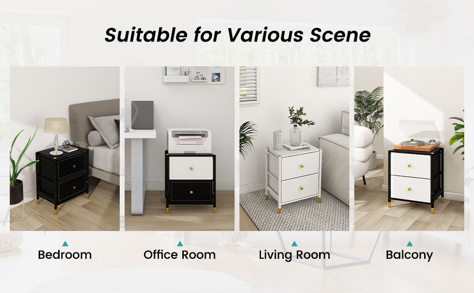 FLYJOE 2 Drawer Nightstands for Bedroom Small Bedside