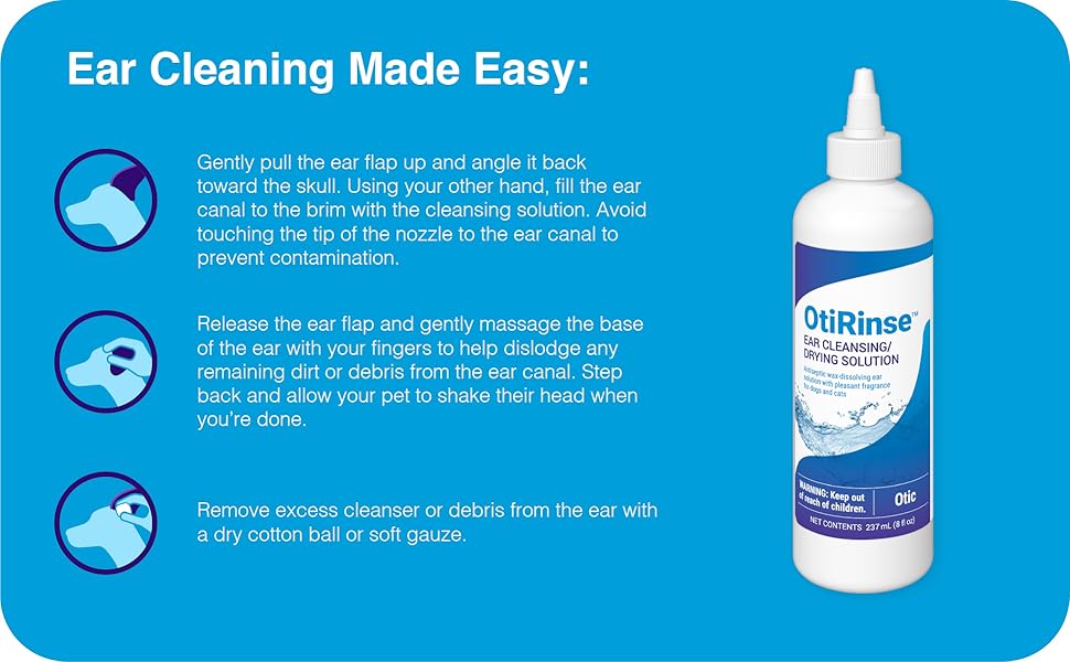 OtiRinse, Ear Cleansing/Drying Solution, for Dogs, Cats