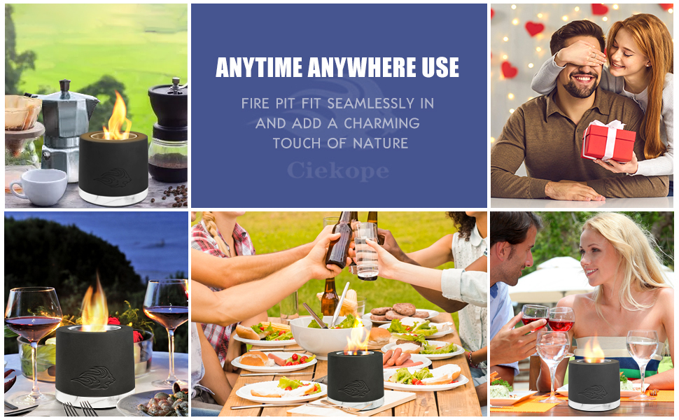 Concrete Tabletop Fire Pit Bowl Table Top Portable