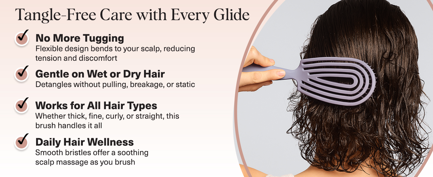 Flexible Hair Brush for Women and Men Adults & Kids Ulta-Smooth Bristles for Wet or Dry Strands