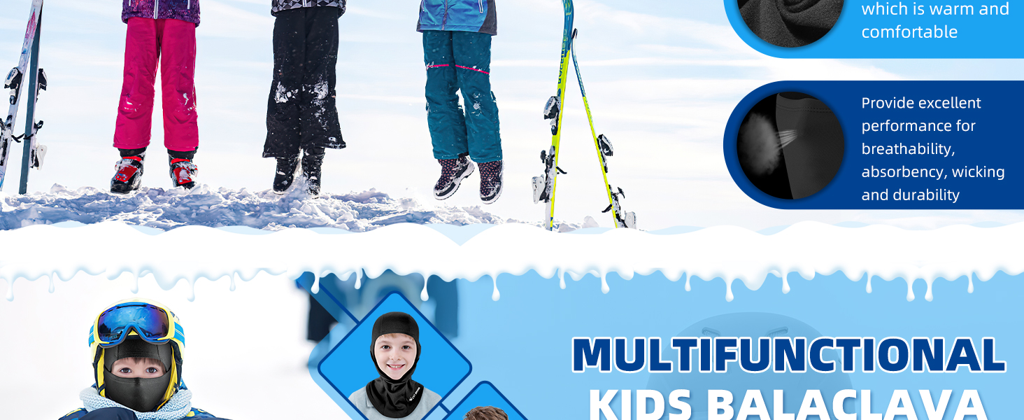 ICOCOPRO Kids Balaclava, Unisex Ski Mask Kids, Neck Warmer Gaiter Fleece Windproof Cycling Balaclava for Boys and Girls Ski Mask Kids