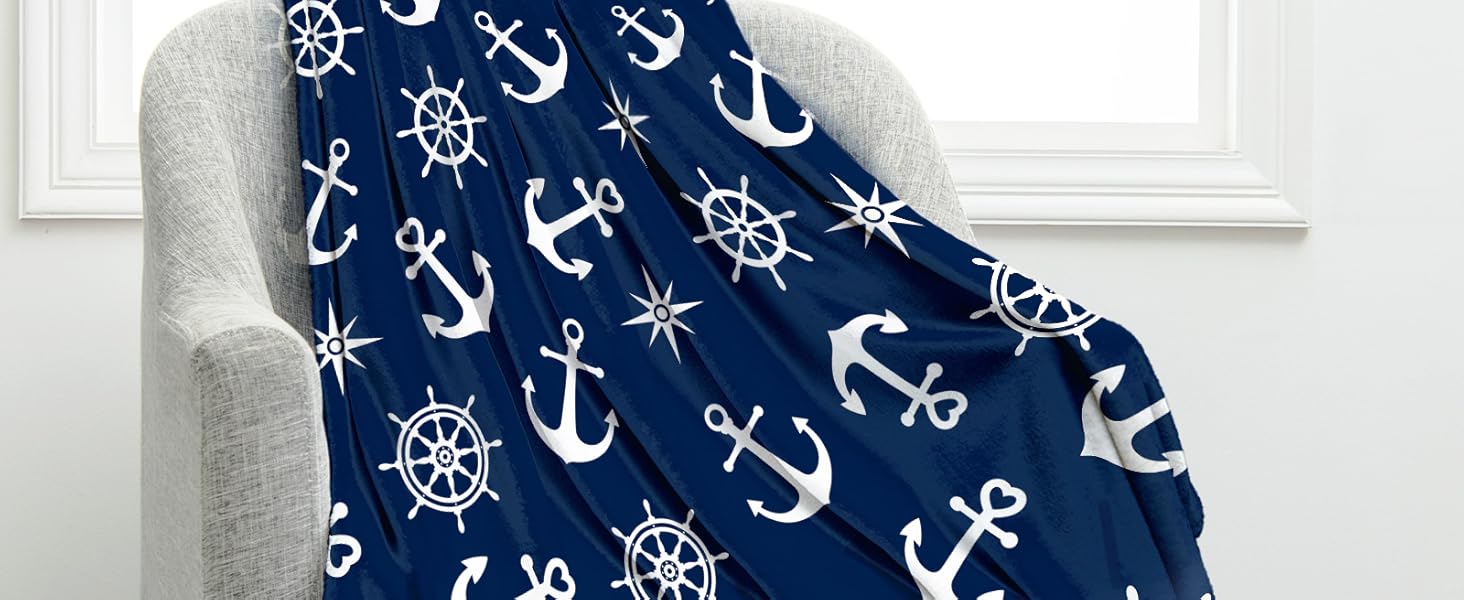 Jekeno Nautical Anchor Blanket Gifts for Men Women