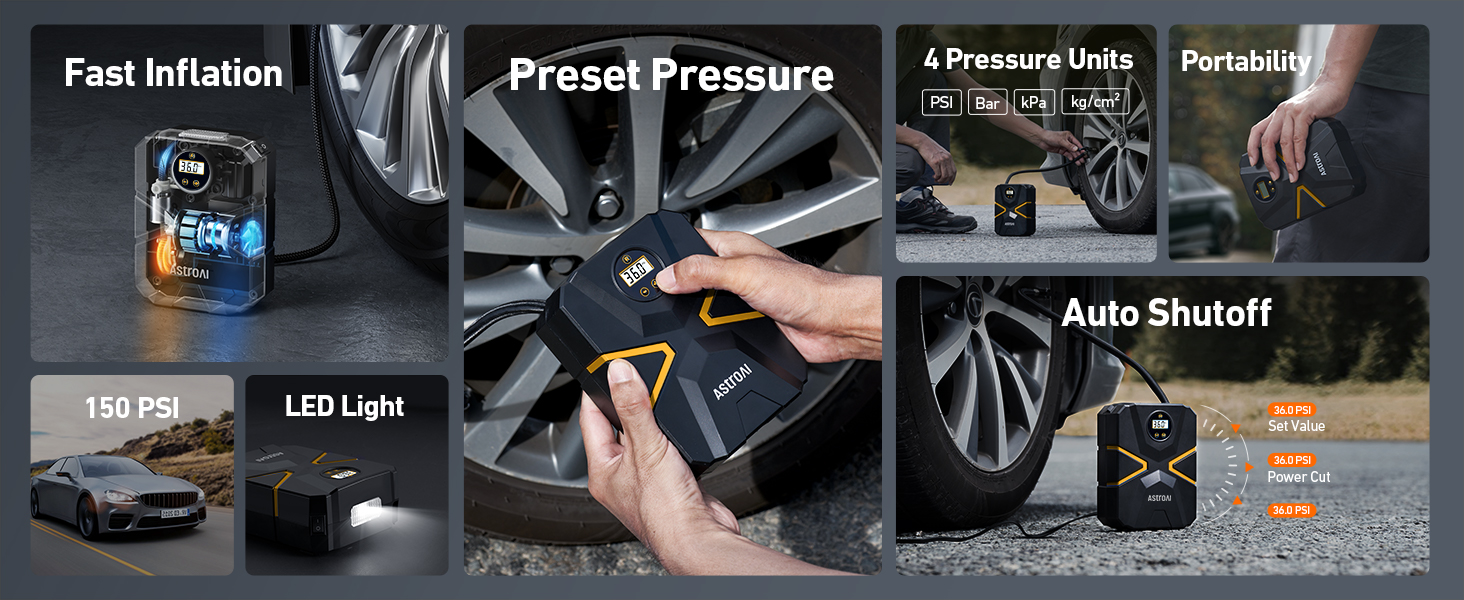 AstroAI tyre inflator digital car tyre pump car air pump