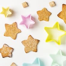 Each shape with different colors and sizes, colors are random.