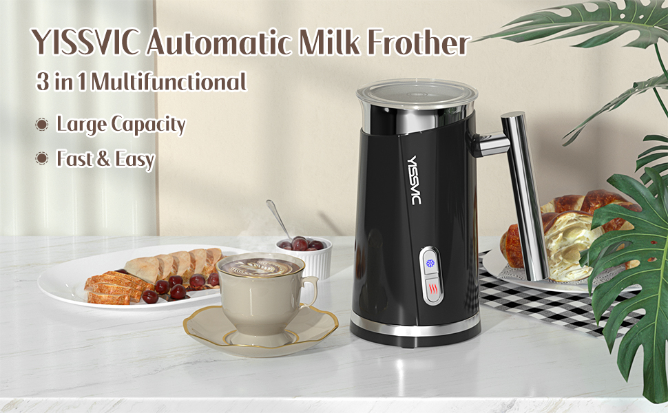 YISSVIC Milk Frother Electric Milk Steamer Automatic Large Capacity Hot
