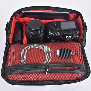 【新品】⭐︎高品質カメラケース付きバッグ　一眼レフカメラケース　大容量⭐︎ Amazon | FOSOTO 一眼レフ カメラバッグ 大容量 肩掛け ミラー