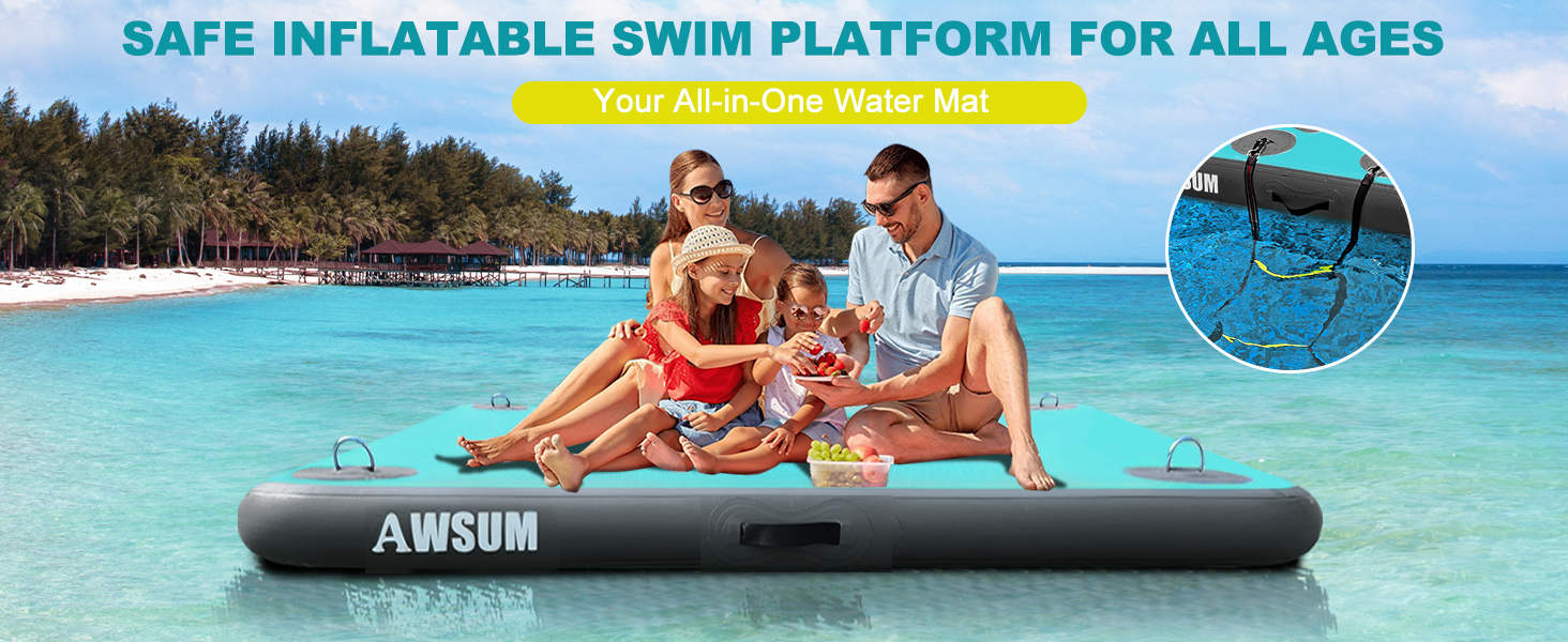 Muelle flotante inflable con escalera suave