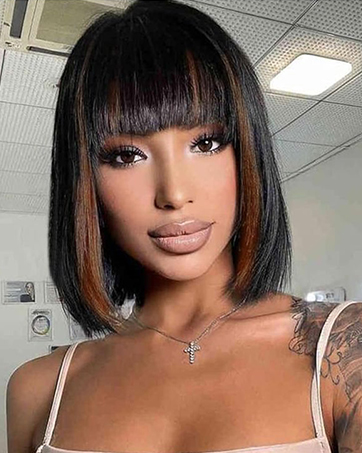 Straight bob wig with bangs