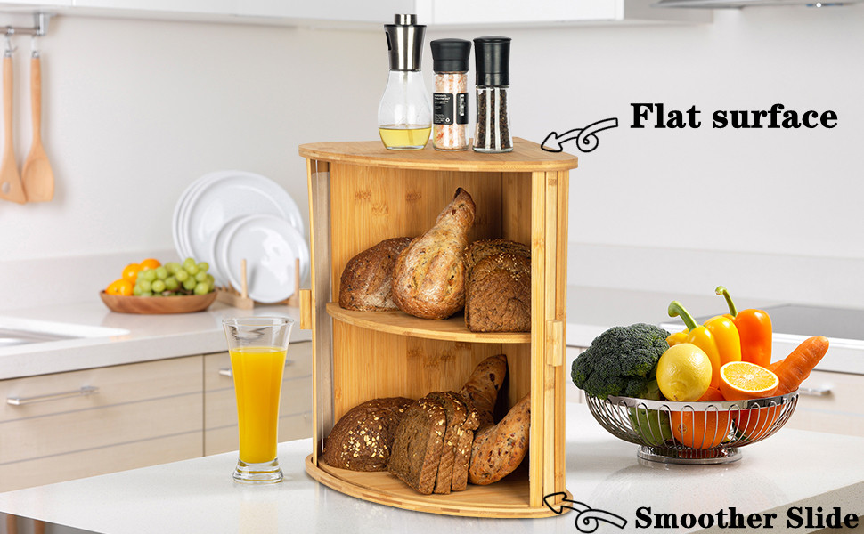 Corner Bread Box for Kitchen Countertop, Extra Large