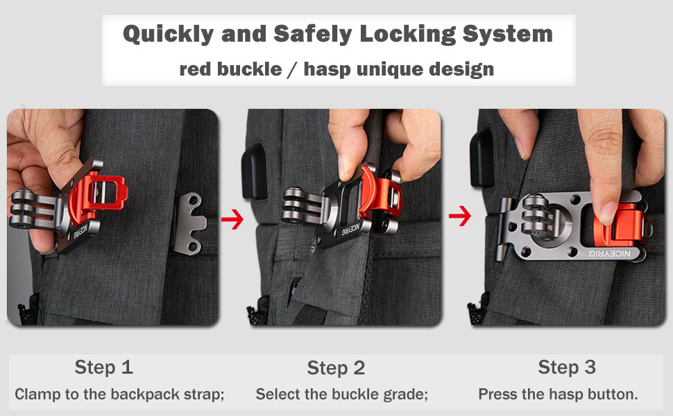 NICEYRIG Backpack Strap Holder Clip Mount for DJI OSMO Pocket, GoPro