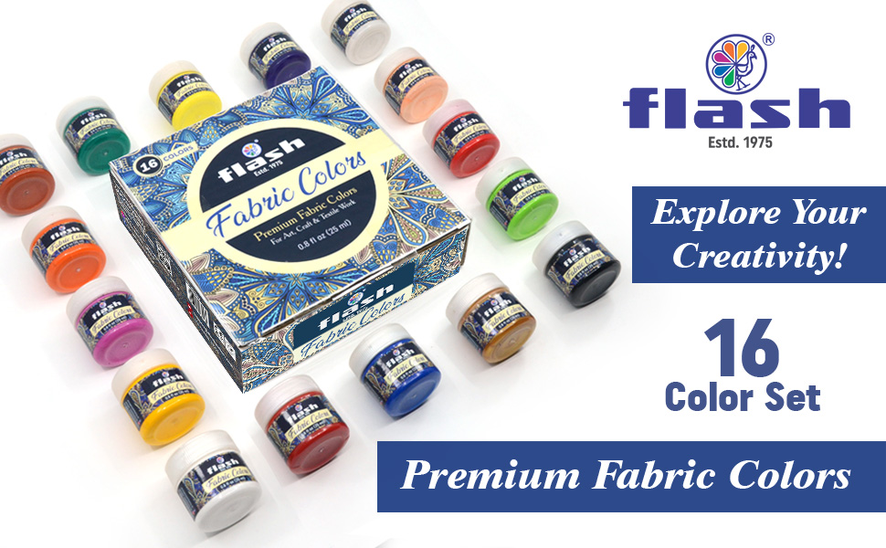 Flash Fabric Color Paint 200 ml, 7 fl oz Each High Pigment Strength