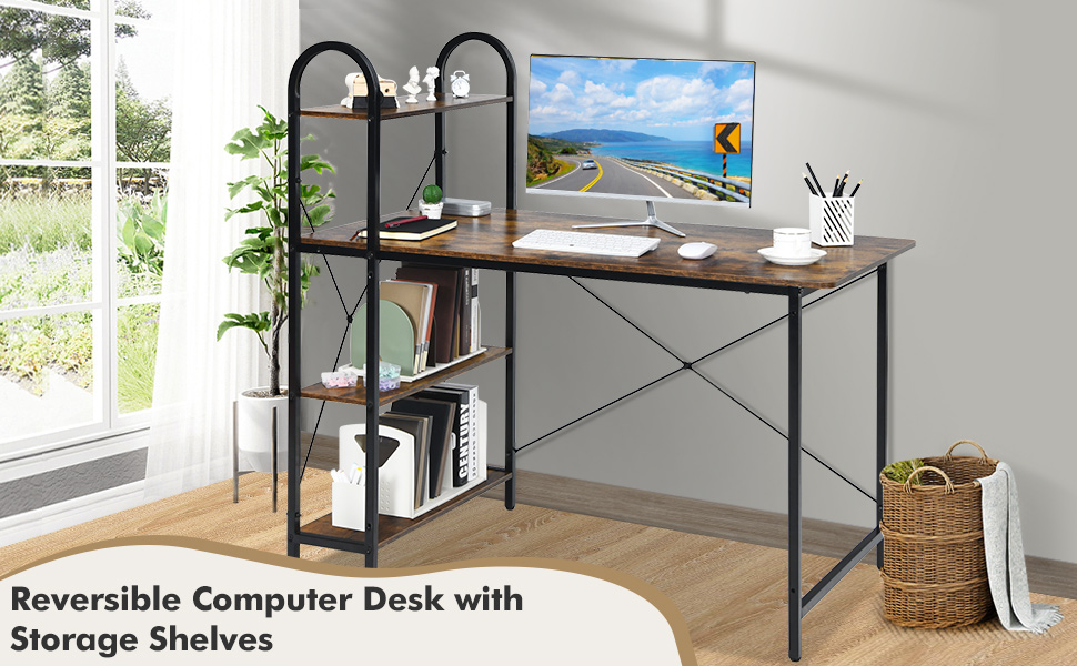 desk with shelves