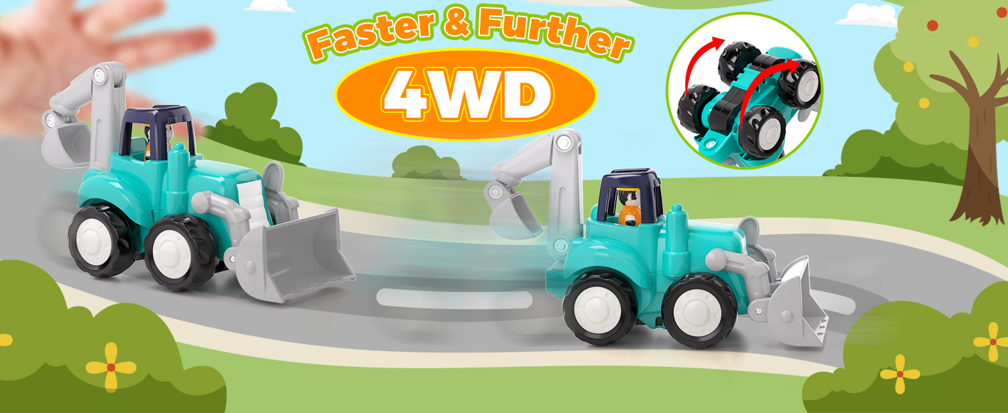 Toys for 1 Year Old Boy Birthday Gift Toy Trucks, 4WD Car Toys for 2 Year Old Boy Toys, Toddler Toys